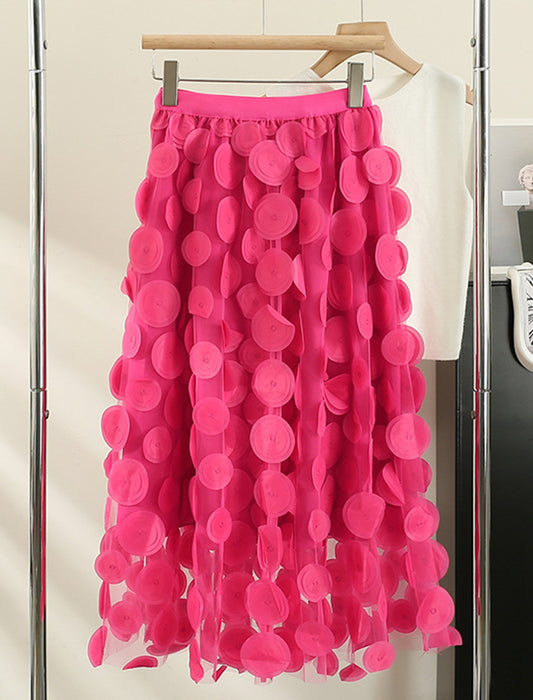 Floral Embellished Mesh Skirt