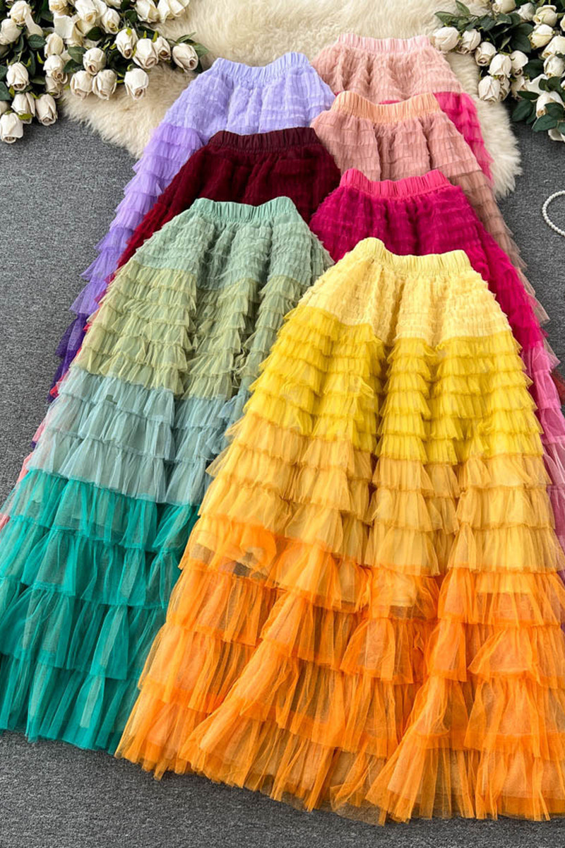 Layered Mesh Tulle Skirt