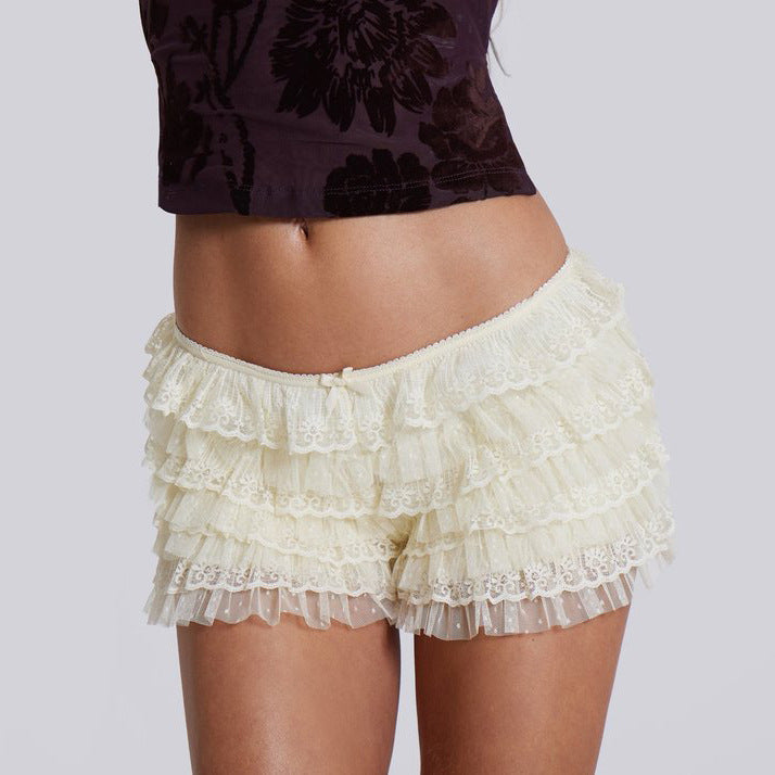 Ruffled Low-Waist Skirted Shorts