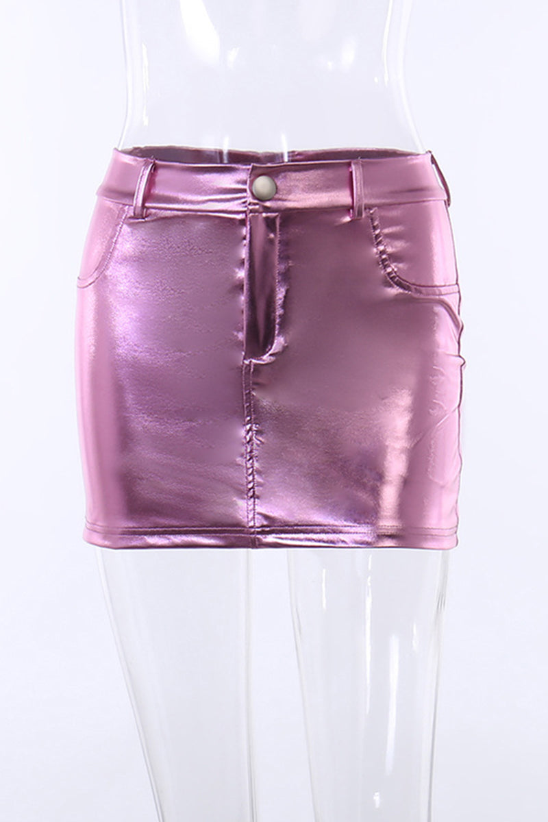 High-Waist Metallic Mini Skirt