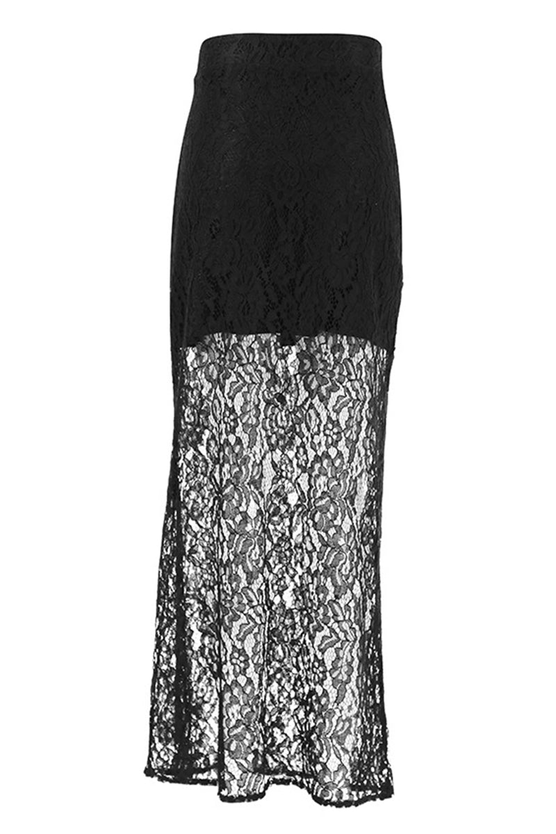 Lace Overlay Maxi Skirt