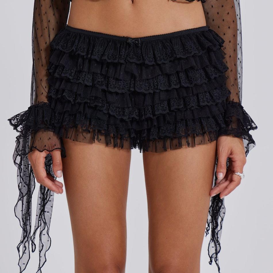 Ruffled Low-Waist Skirted Shorts