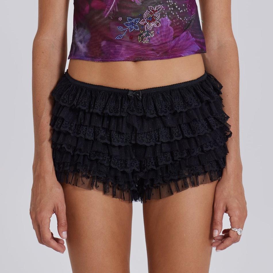 Ruffled Low-Waist Skirted Shorts