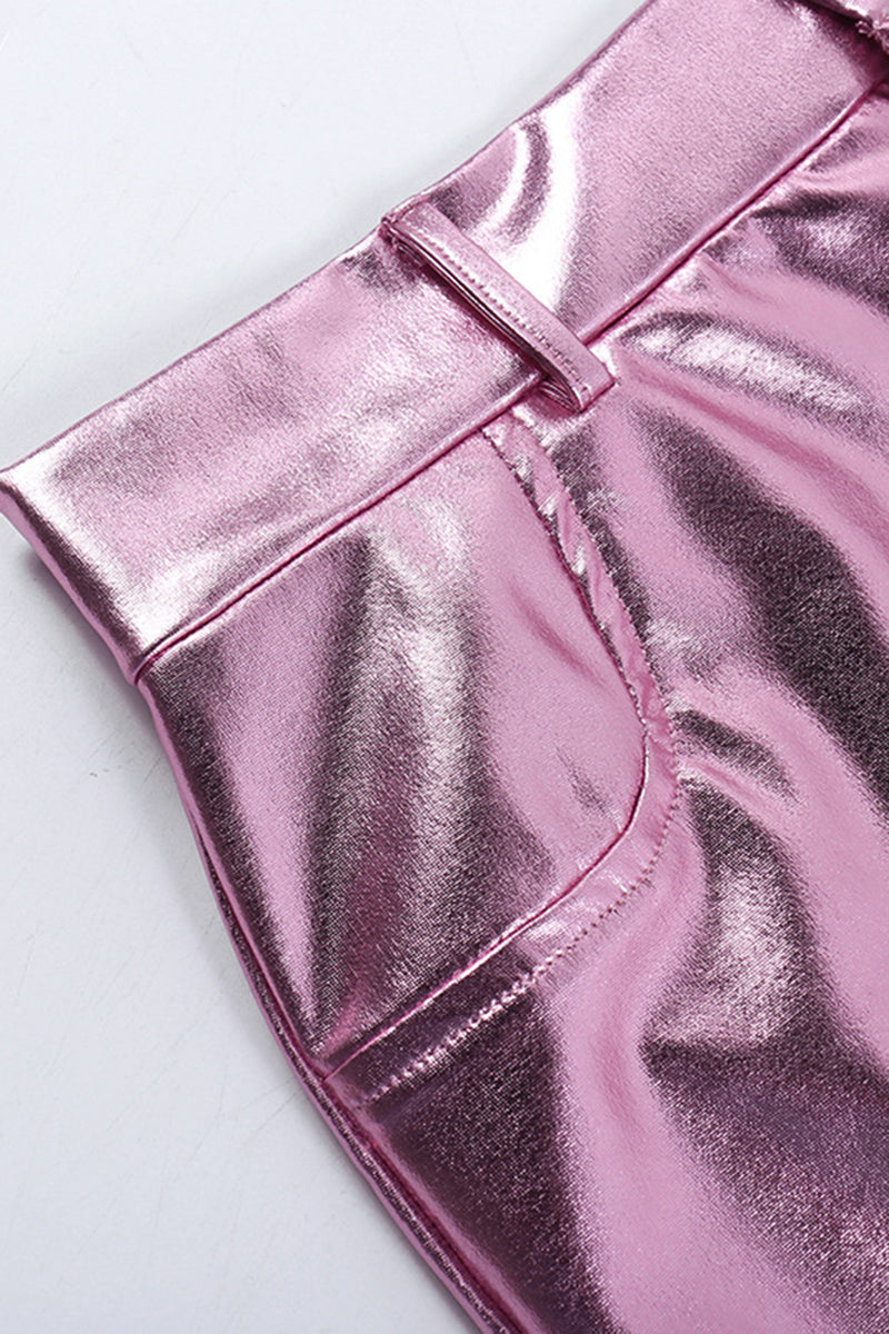 High-Waist Metallic Mini Skirt