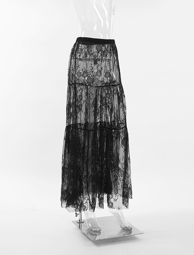 Sheer Lace Mesh Skirt