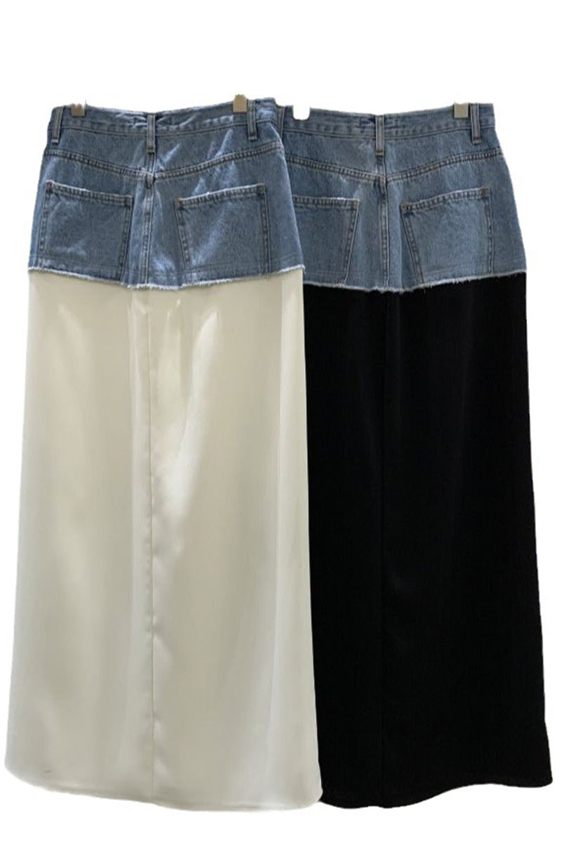 Denim Waist Maxi Skirt