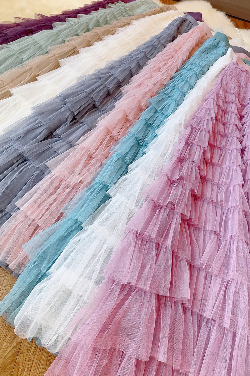 Layered Tulle Midi Skirt