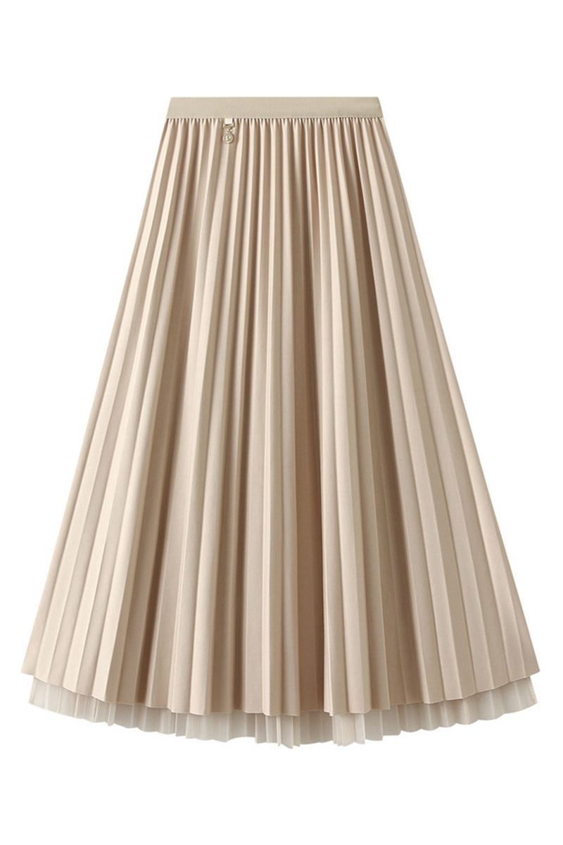 Layered Pleated Midi Skirt