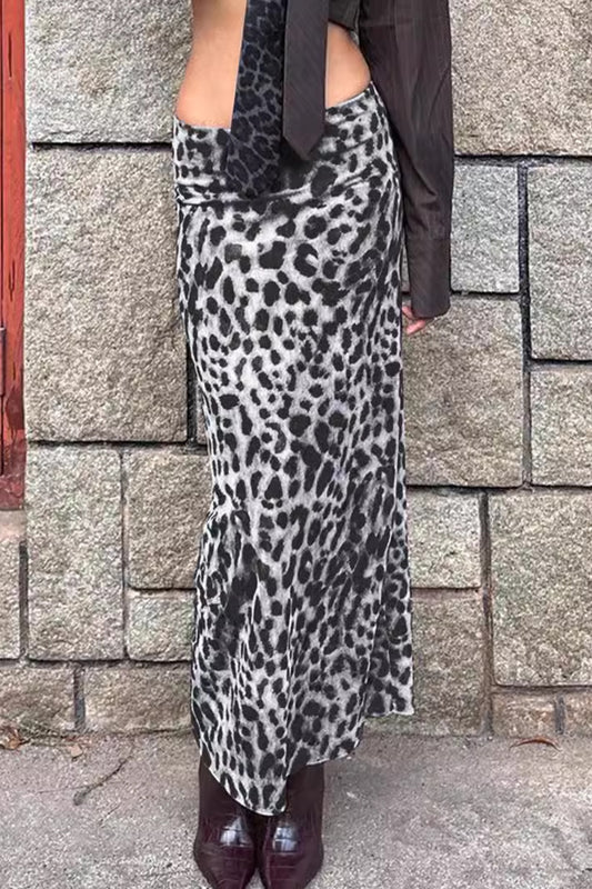 Leopard Print High-Waisted Maxi Skirt