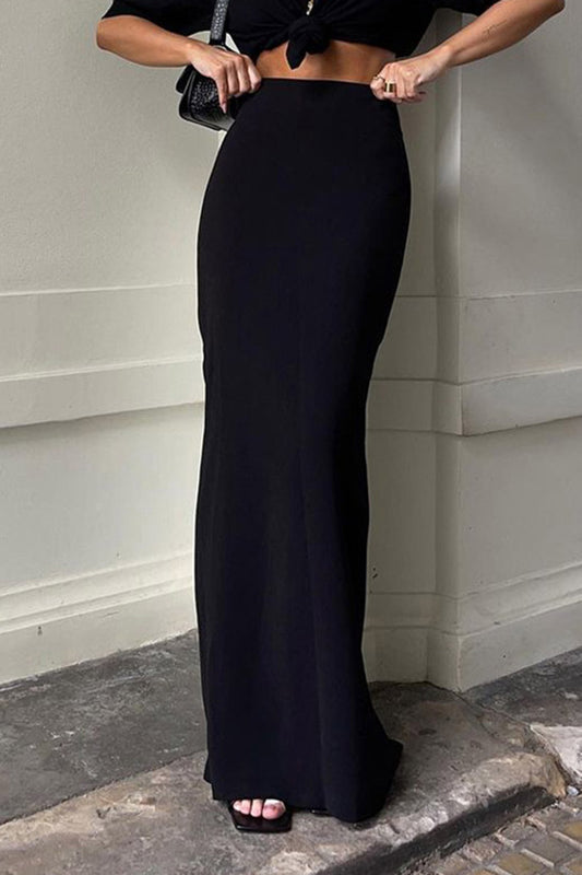 High-Waist Black Maxi Skirt