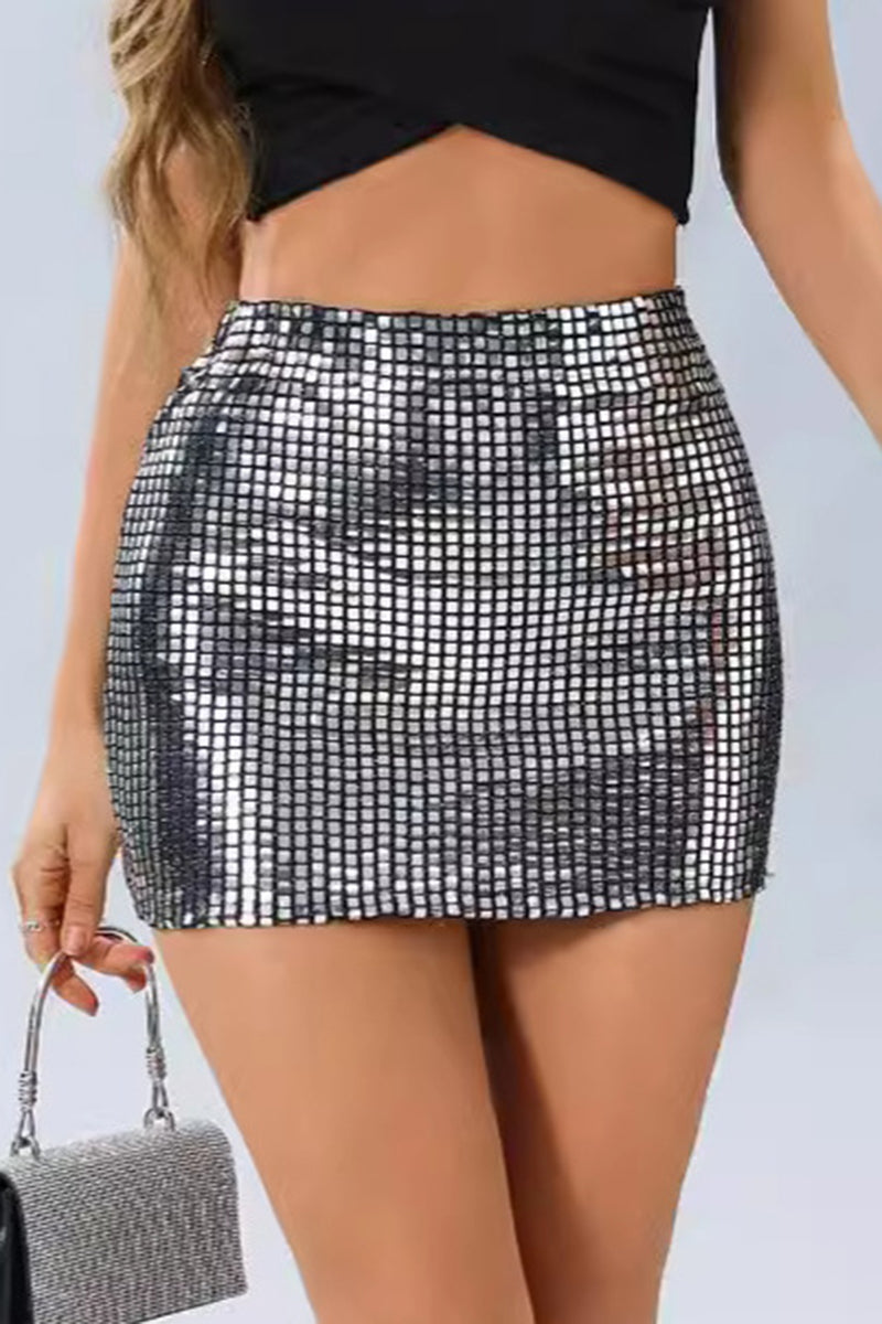 Metallic Sequin Mini Skirt