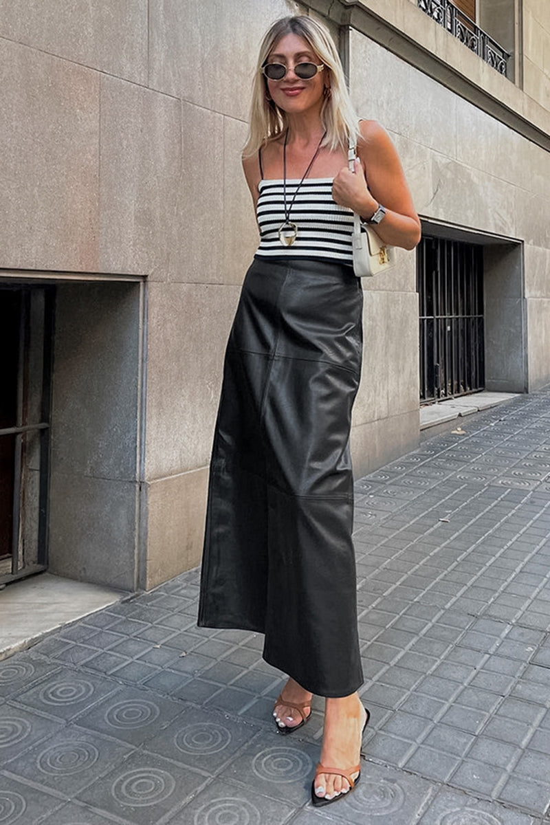 Faux Leather A-Line Maxi Skirt