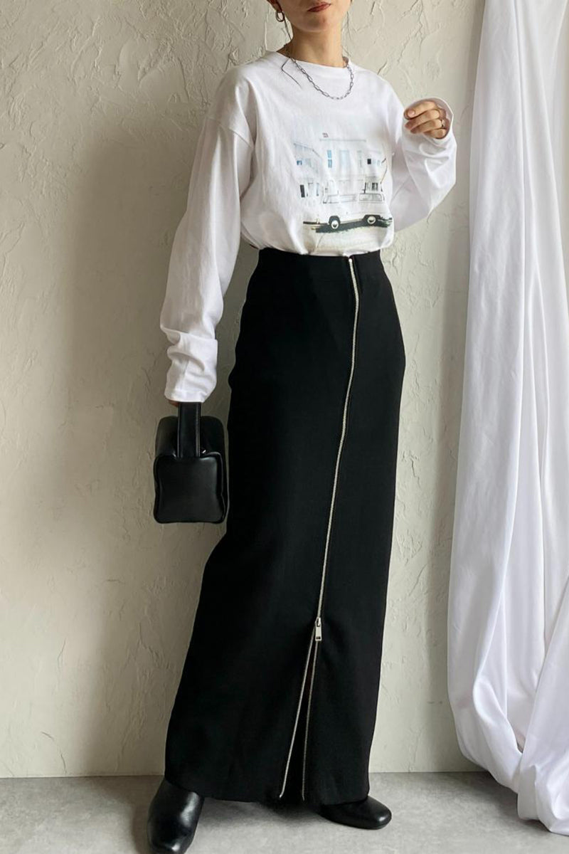 Maxi Skirt with Front Zipper