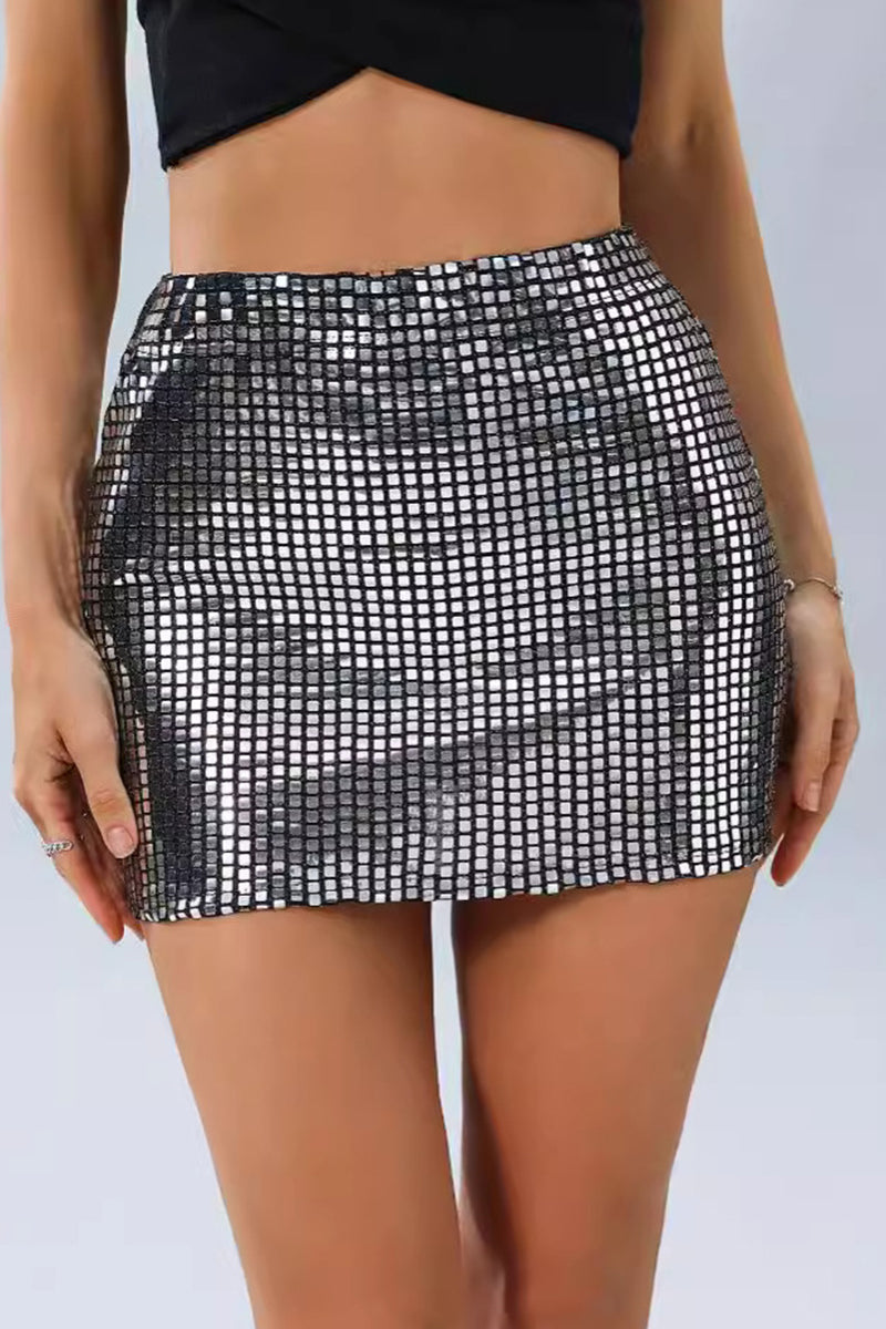 Metallic Sequin Mini Skirt