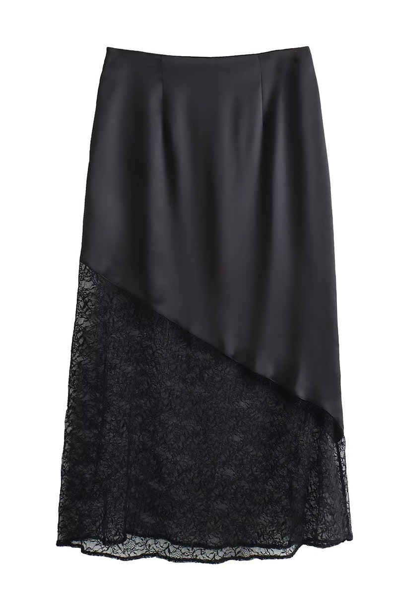 Midi Skirt with Lace Detail