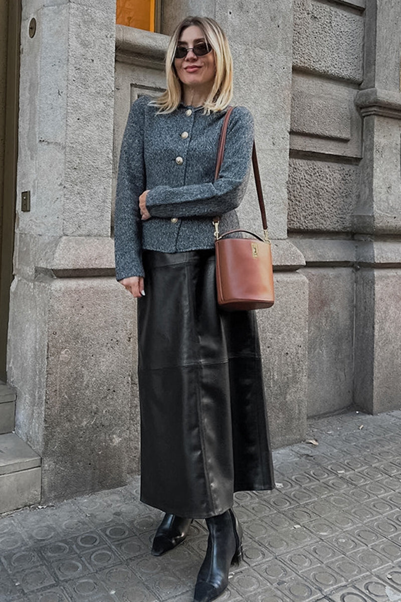 Faux Leather A-Line Maxi Skirt