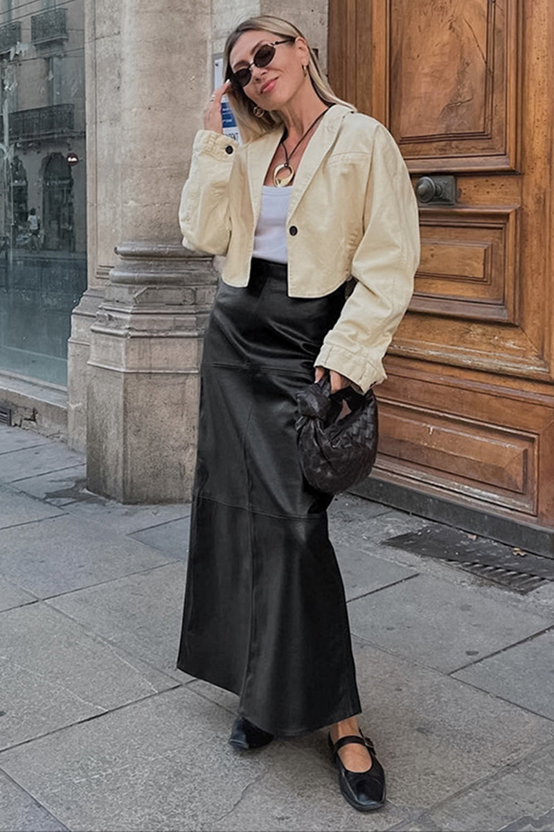 Faux Leather A-Line Maxi Skirt