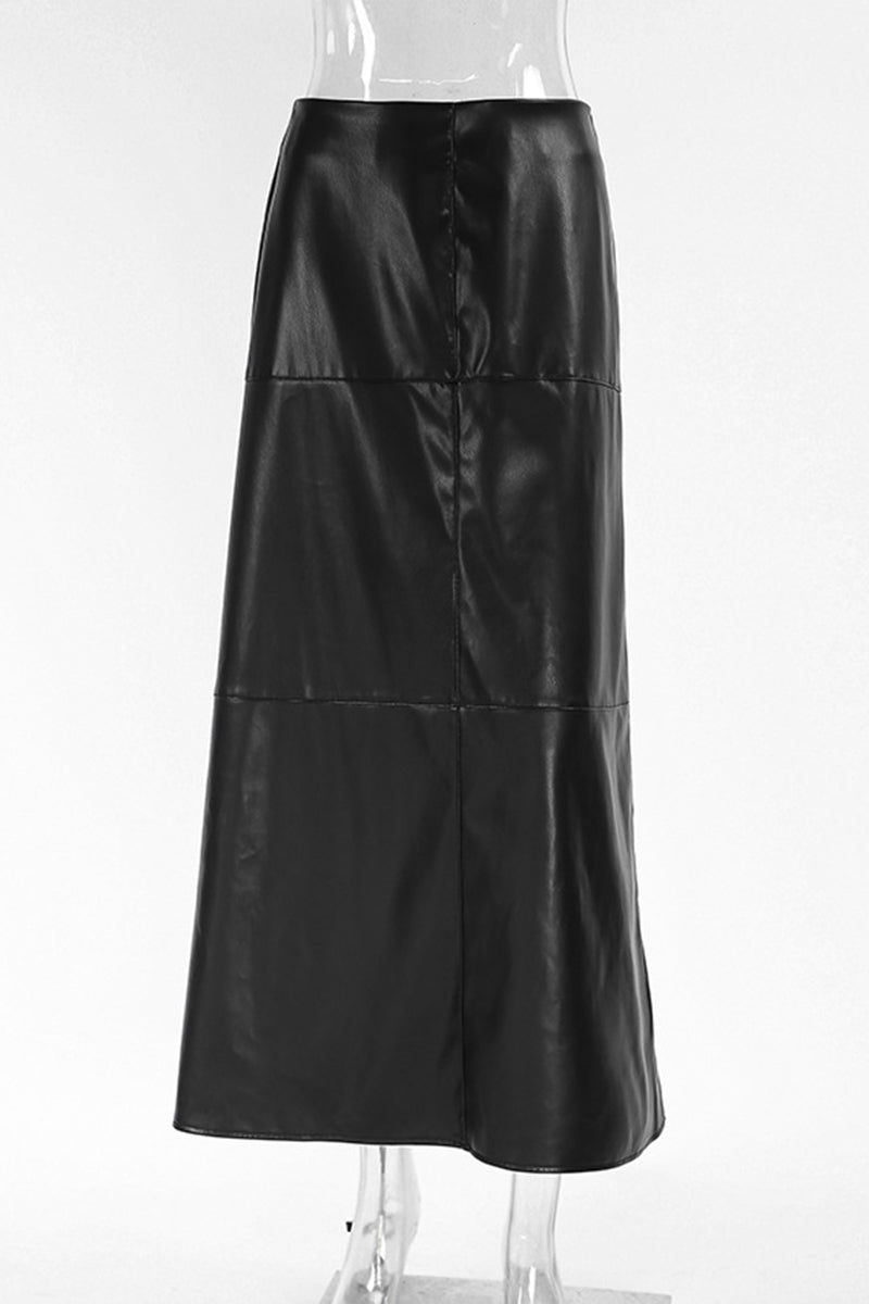 Faux Leather A-Line Maxi Skirt