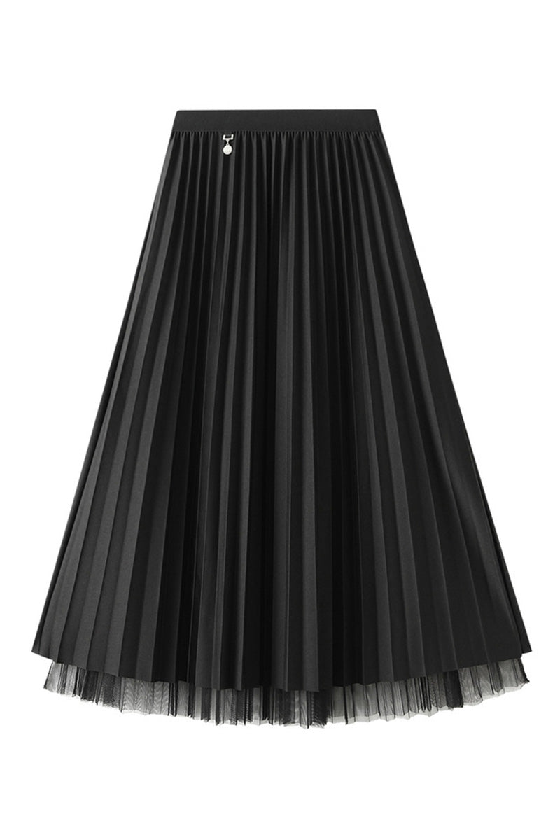 Layered Pleated Midi Skirt