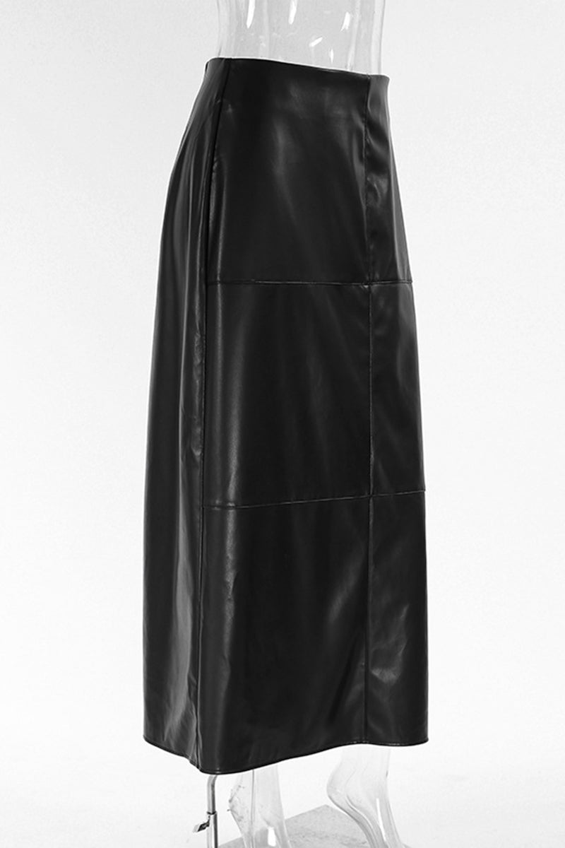 Faux Leather A-Line Maxi Skirt