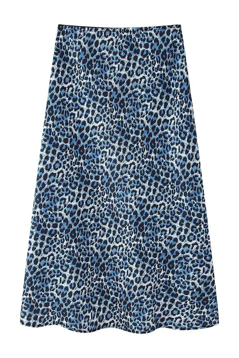 Leopard Print A-Line Midi Skirt