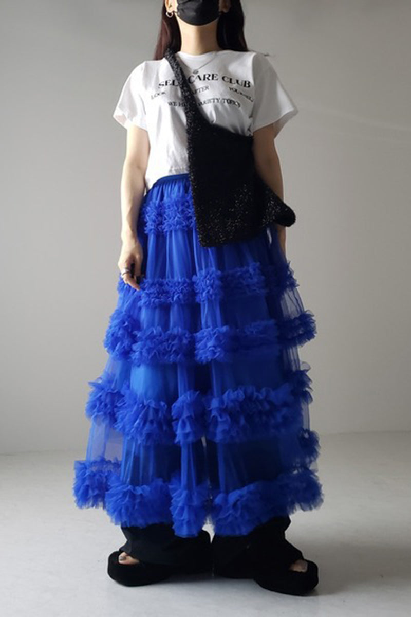 Layered Ruffle Maxi Skirt