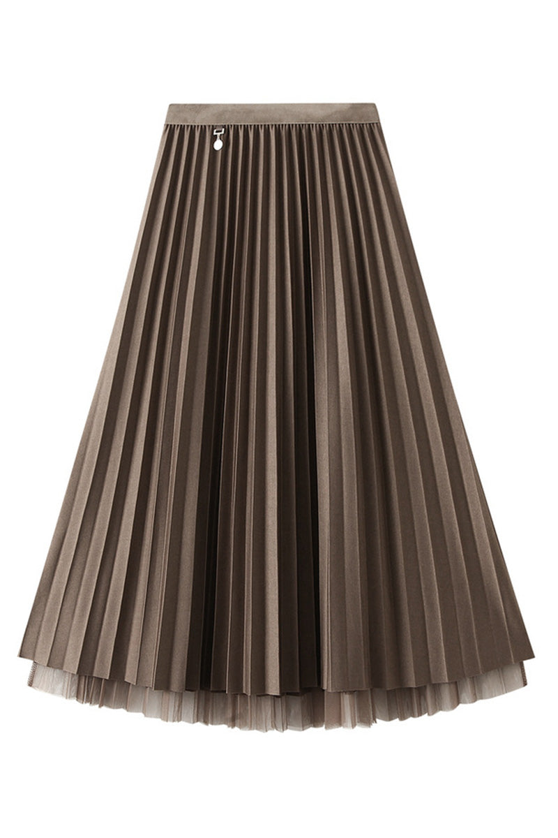 Layered Pleated Midi Skirt