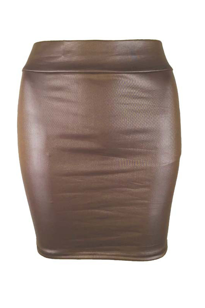 Faux Leather Bodycon Mini Skirt