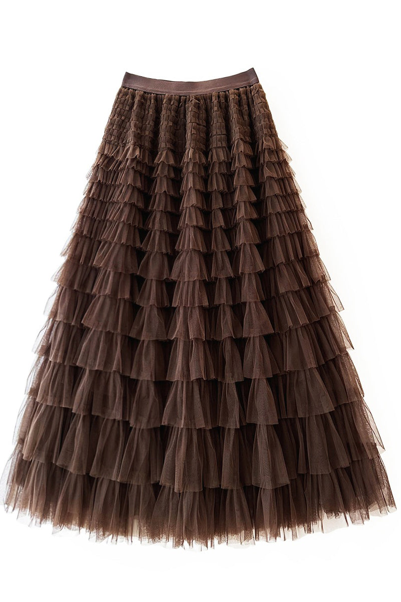 Layered Tulle Midi Skirt