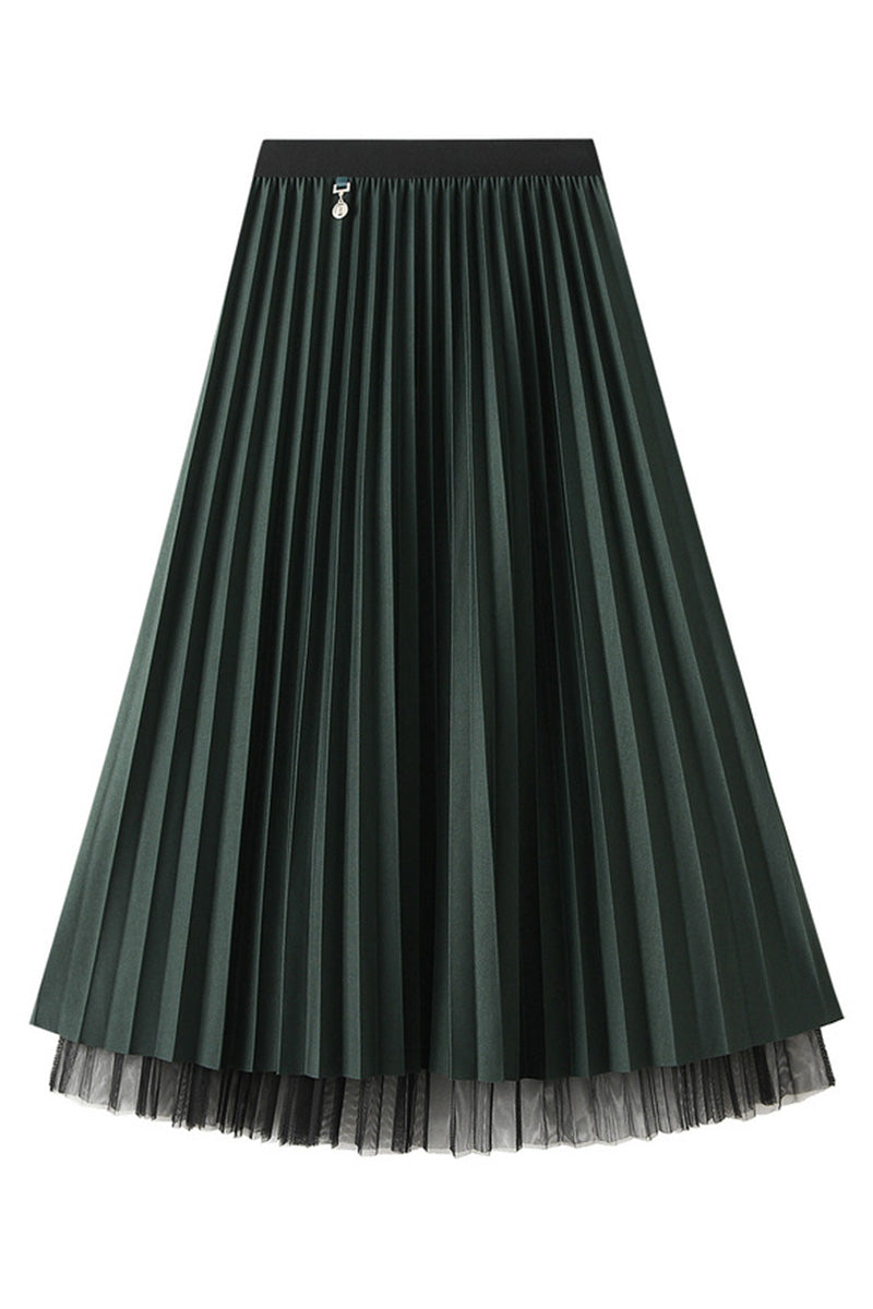 Layered Pleated Midi Skirt