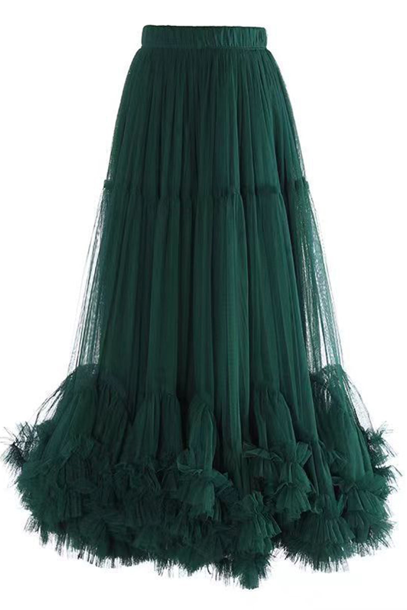 Ruffled Tiered Mesh Skirt