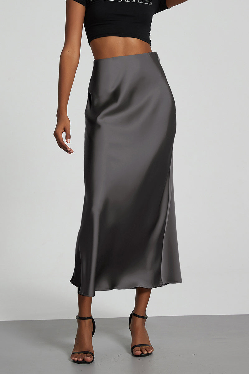 Satin Finish Slimming A-Line Skirt