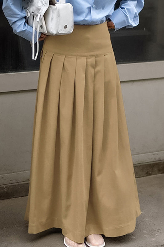 High-Waisted Pleated Maxi Skirt