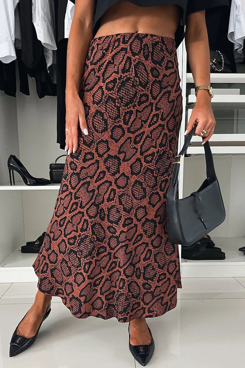 Abstract Print Midi Skirt