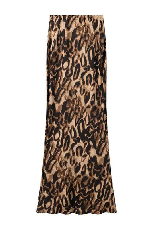 Leopard Print Long Slip Skirt