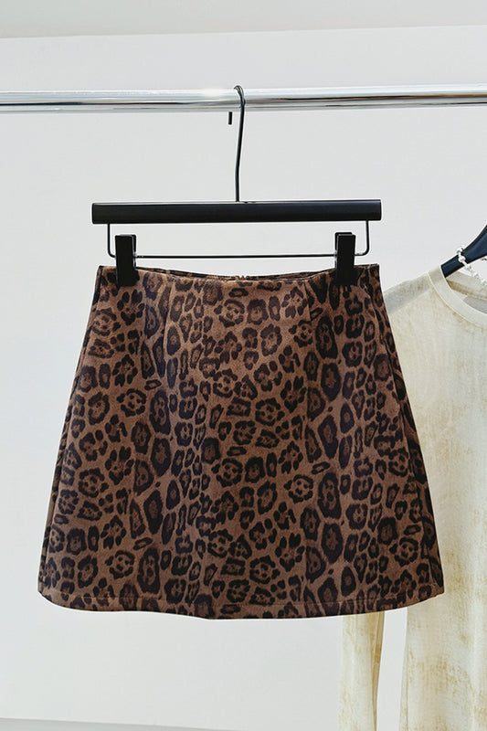 Leopard Print A-Line Skirt