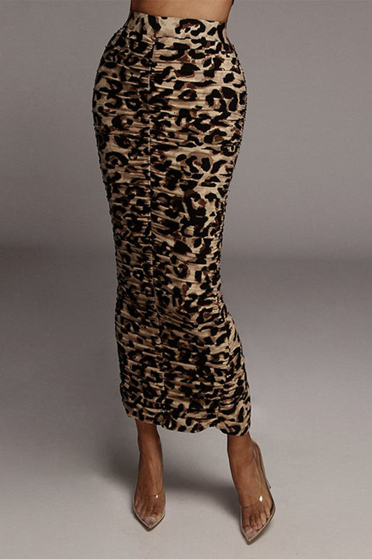 Leopard Print Midi Skirt