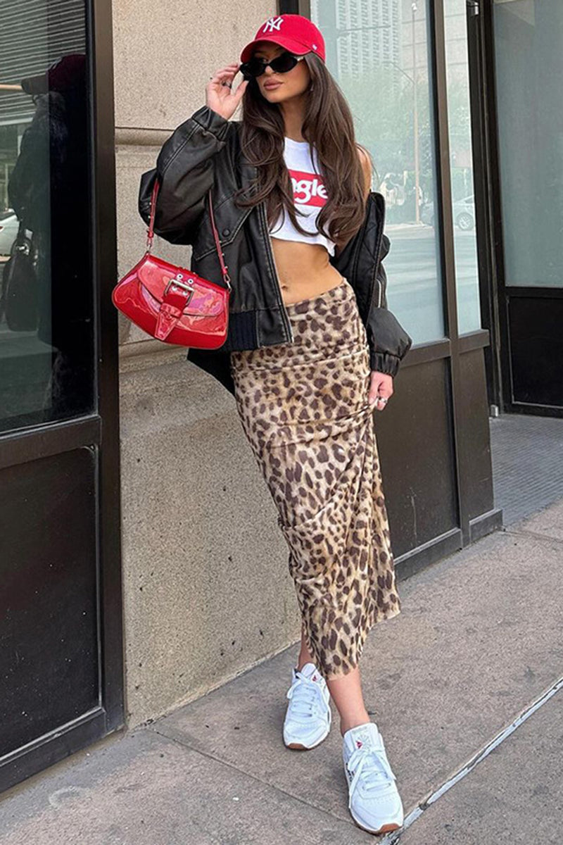 Leopard Print High-Waisted Maxi Skirt