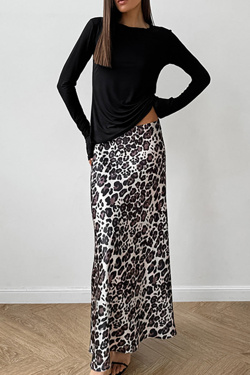 Leopard Print Maxi Skirt