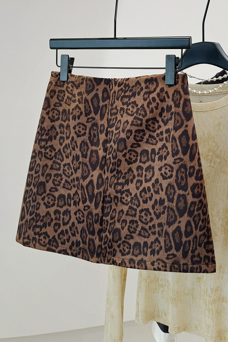 Leopard Print A-Line Skirt