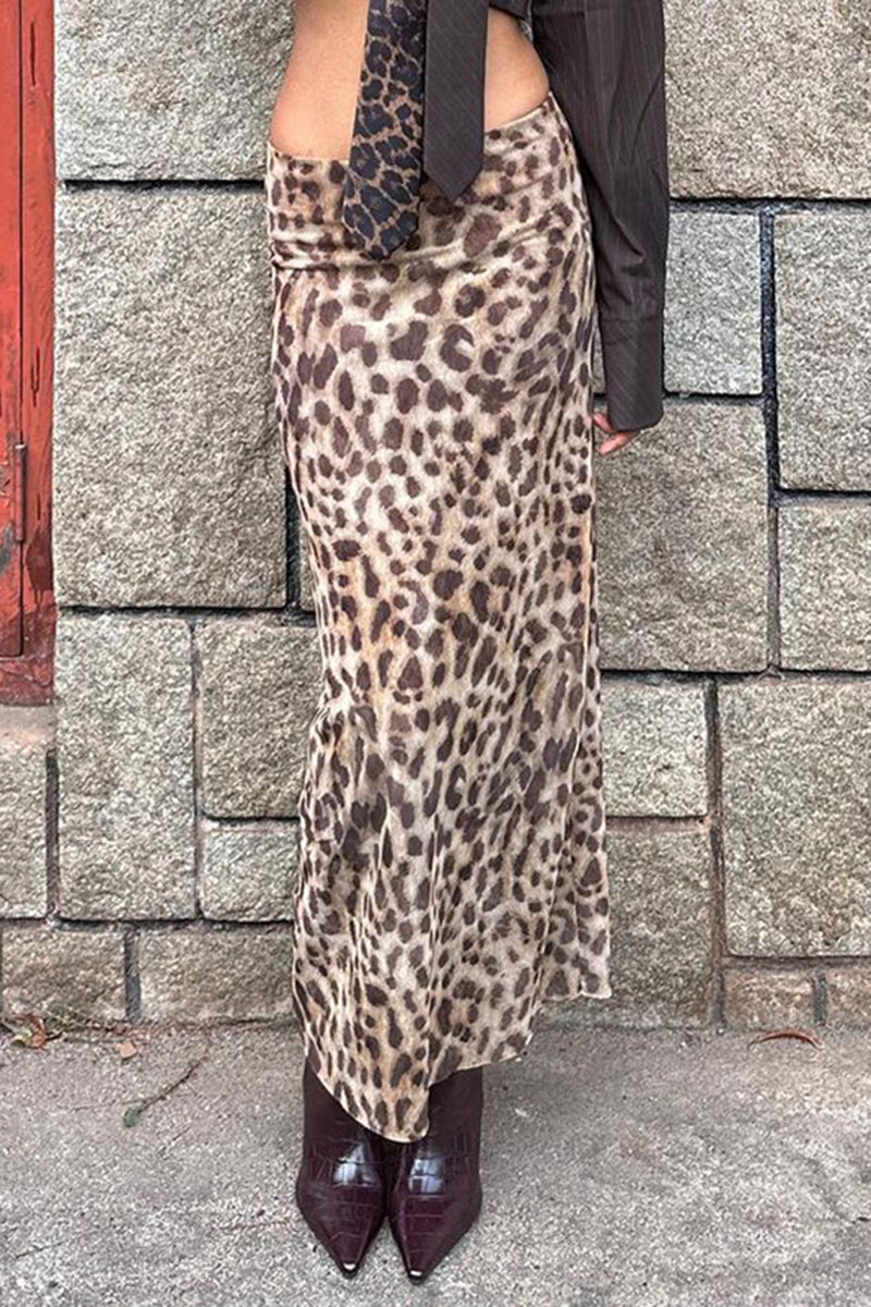 Leopard Print High-Waisted Maxi Skirt