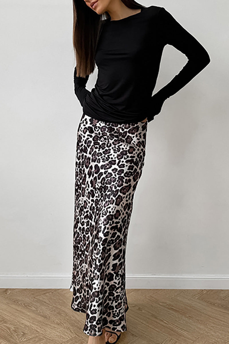 Leopard Print Maxi Skirt