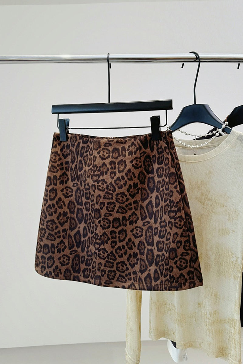 Leopard Print A-Line Skirt