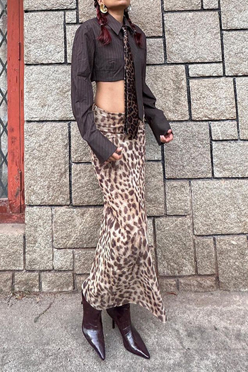 Leopard Print High-Waisted Maxi Skirt