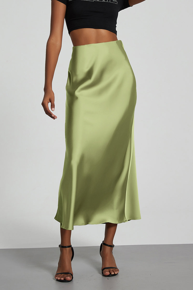 Satin Finish Slimming A-Line Skirt