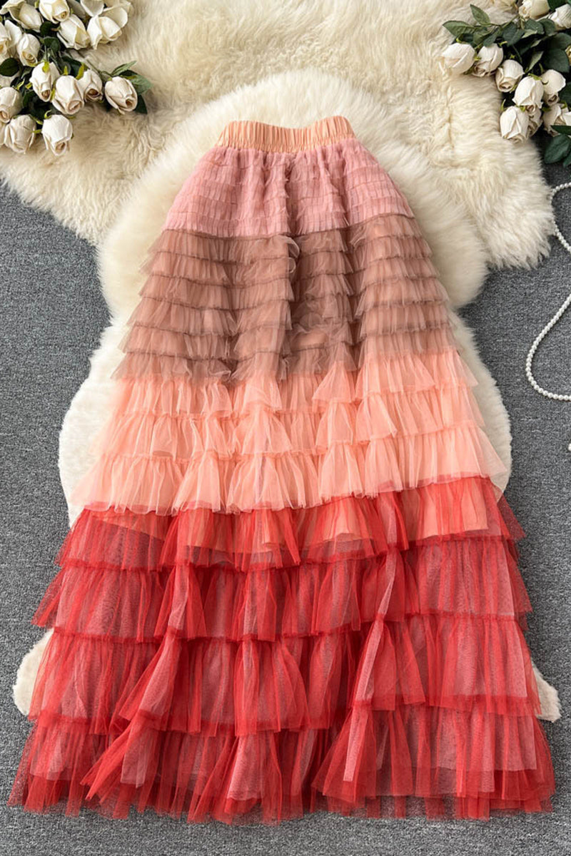 Layered Mesh Tulle Skirt