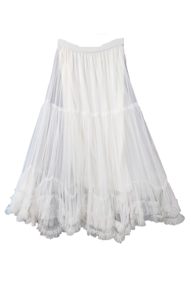 Ruffled Tiered Mesh Skirt