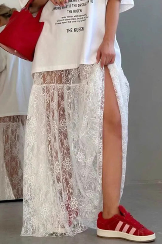 Floral Lace Sheer Skirt