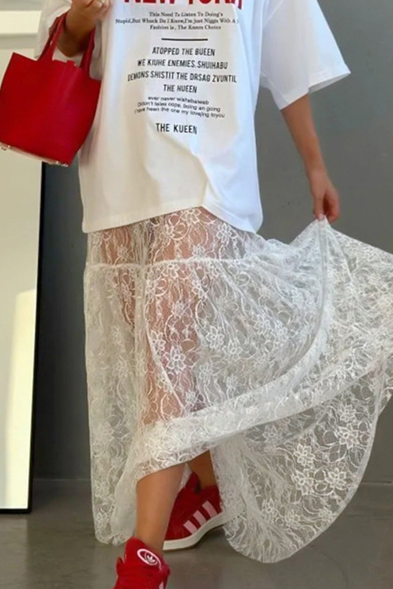 Floral Lace Sheer Skirt