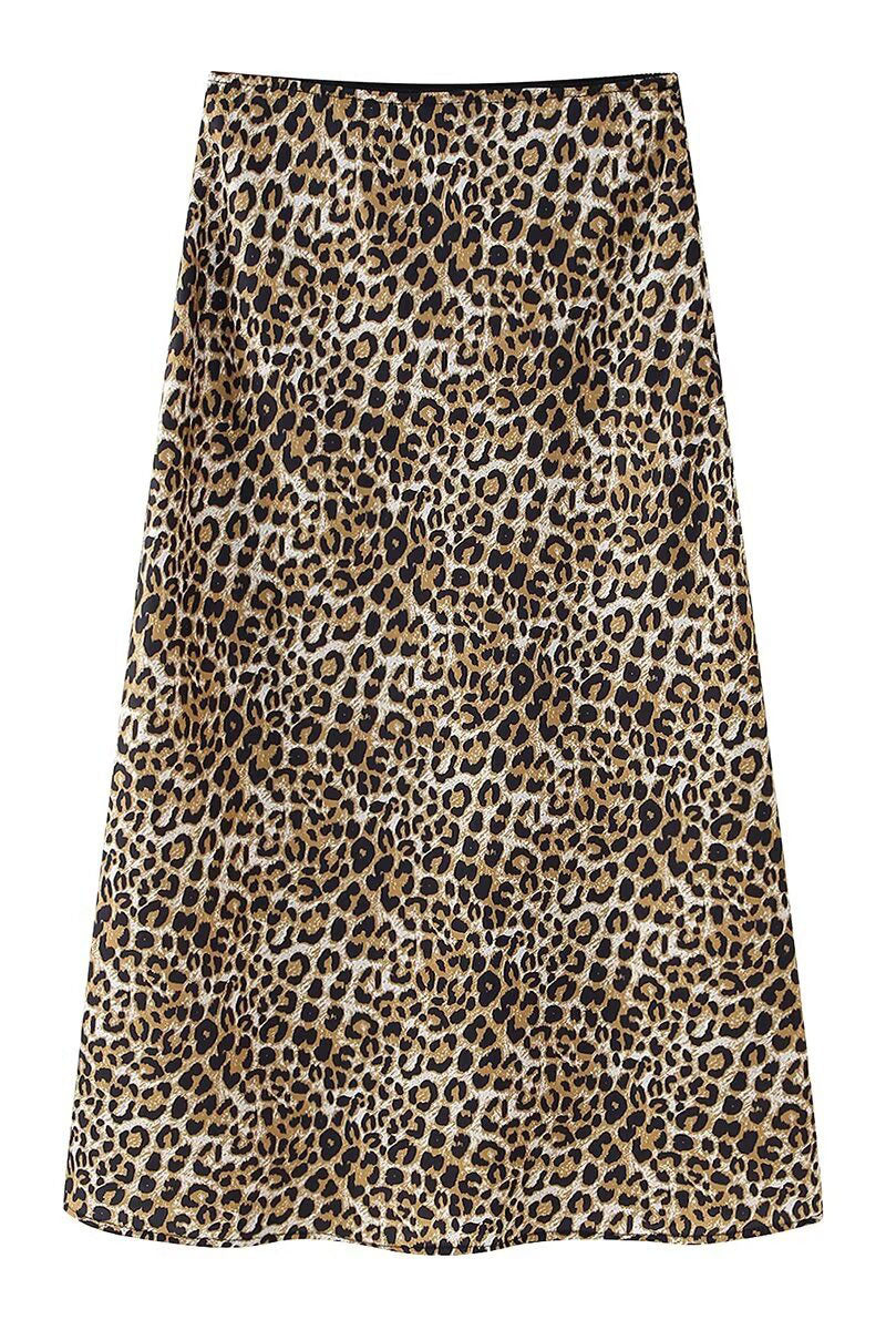 Leopard Print A-Line Midi Skirt